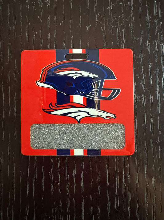 Broncos badge buddy