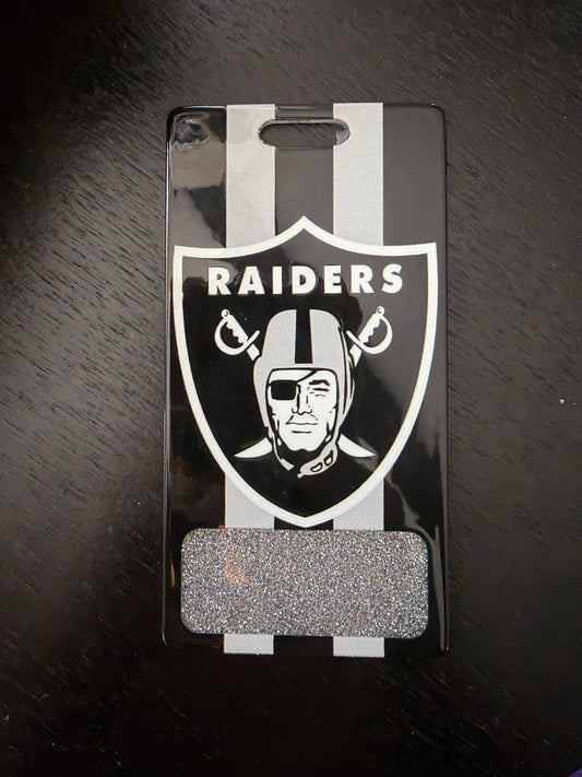 Raiders vertical badge buddy