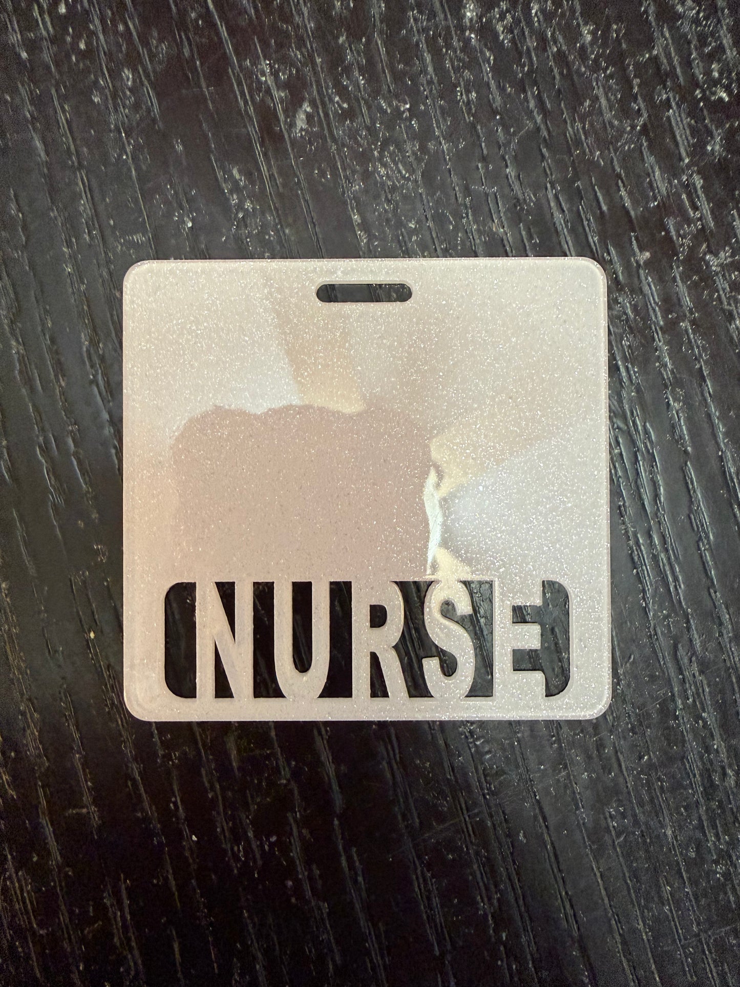 Nurse badge buddy (baby pink glitter)