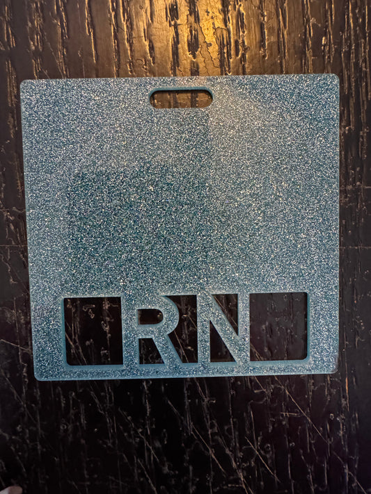 RN badge buddy (blue glitter)