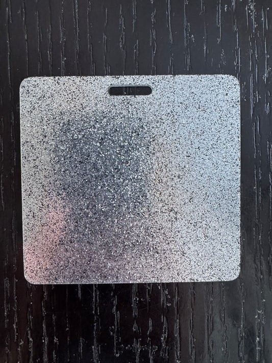 Blank silver glitter badge buddy