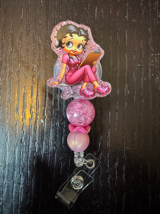 Betty Boop Nurse badge reel