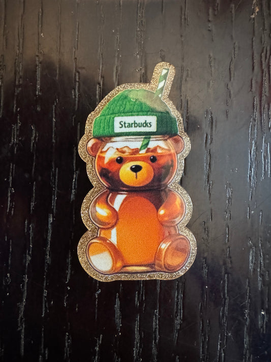Starbucks bear (green) badge reel