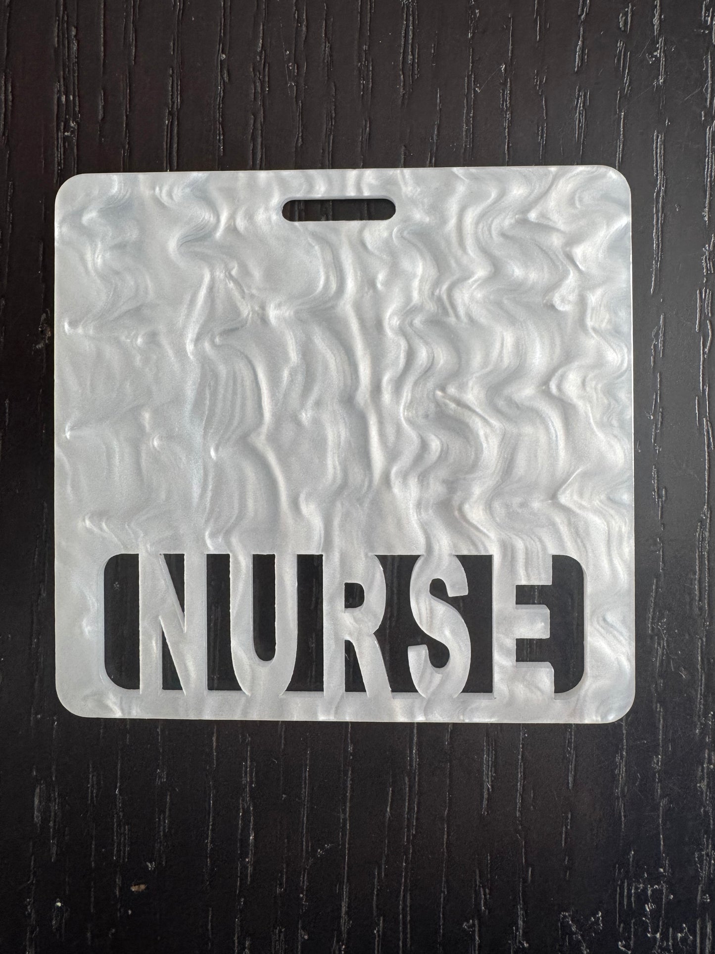 NURSE badge buddy white marble