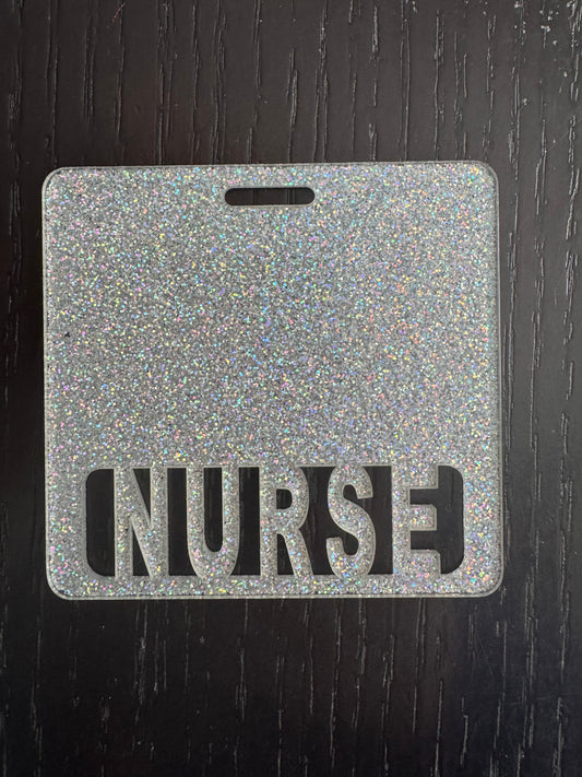 NURSE badge buddy silver iridescent