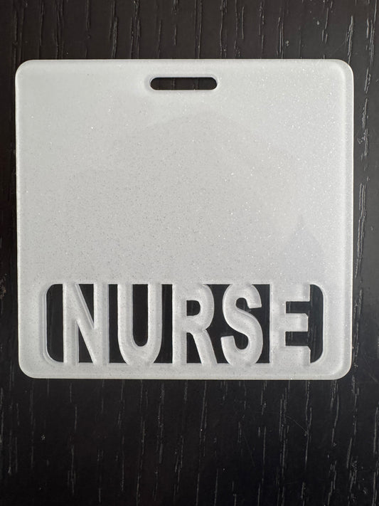 Nurse badge buddy white glitter