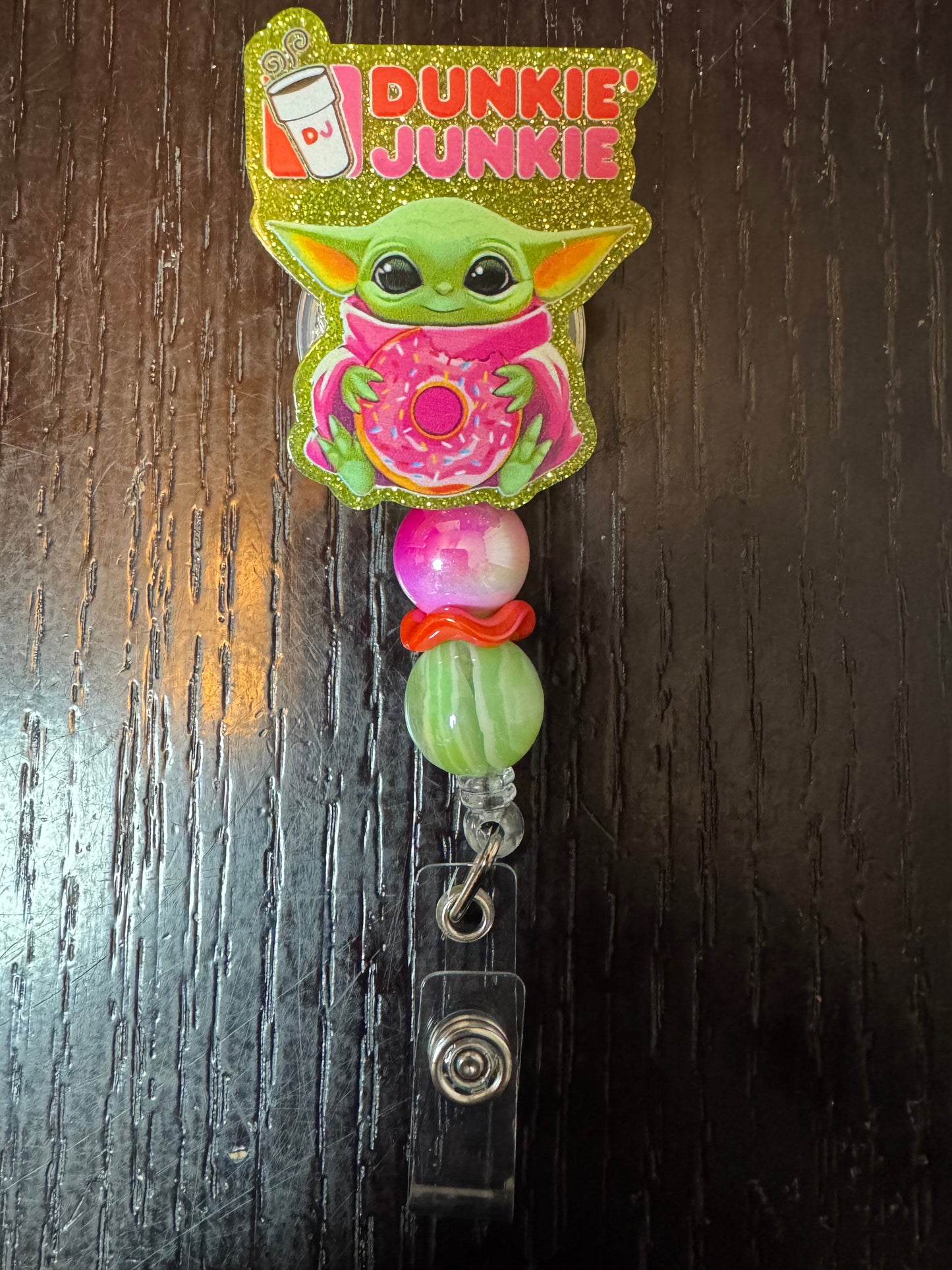 Dunkin Junkie Yoda badge reel