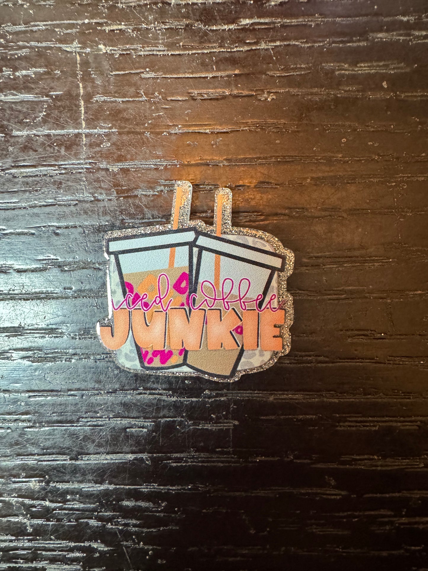 Iced coffee Junkie badge reel