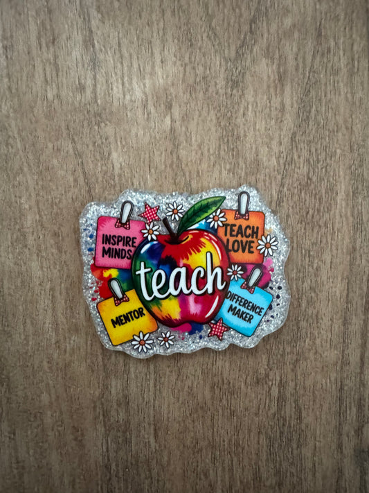 Teacher badge reel (silver background)