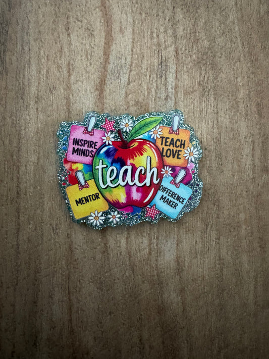 Teacher badge reel (blue glitter background)