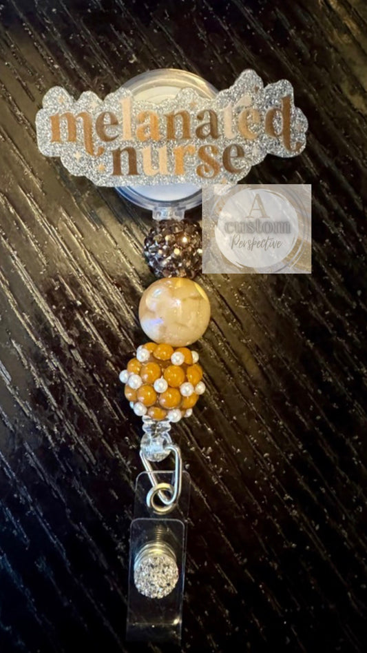 Melanated Nurse badge reel