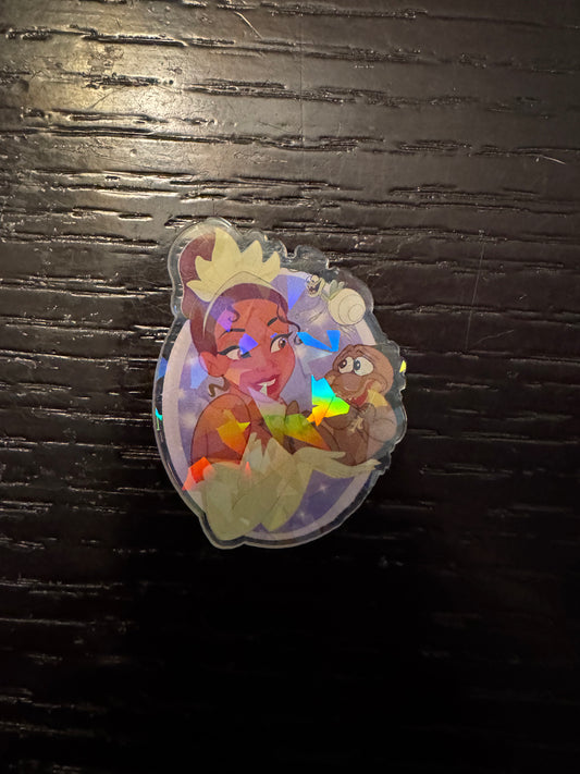 Princess Tiana holographic badge reel